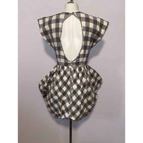 Mr Larkin Whitney Dress Gingham Check Tulip Structural Open Back Cotton XS S - Picture 5 of 6